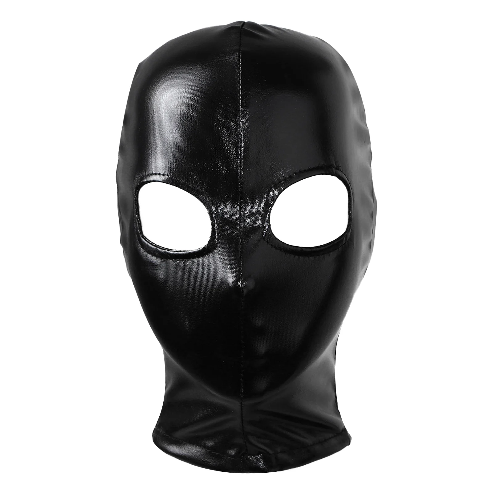 Maschera per il viso Cosplay da uomo per donna maschera per la testa in lattice in pelle PU Sexy occhi aperti bocca naso Bondage passamontagna copricapo