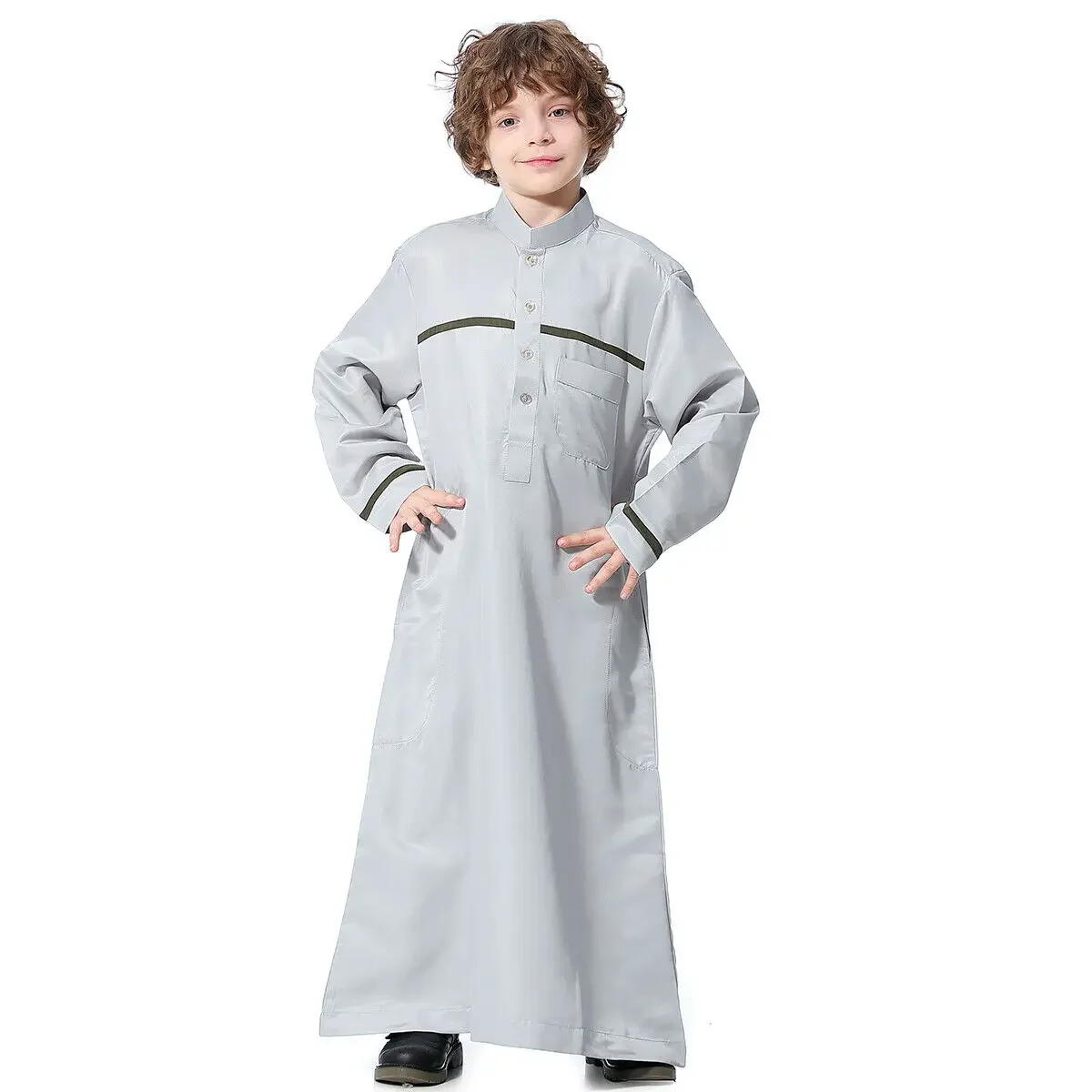 Muslim Boys Jubba Thobe Middle East Arabic Kids Abaya Dress Islamic Teenagers Caftan Robe Djellaba Ramadan Kaftan Size 110-160