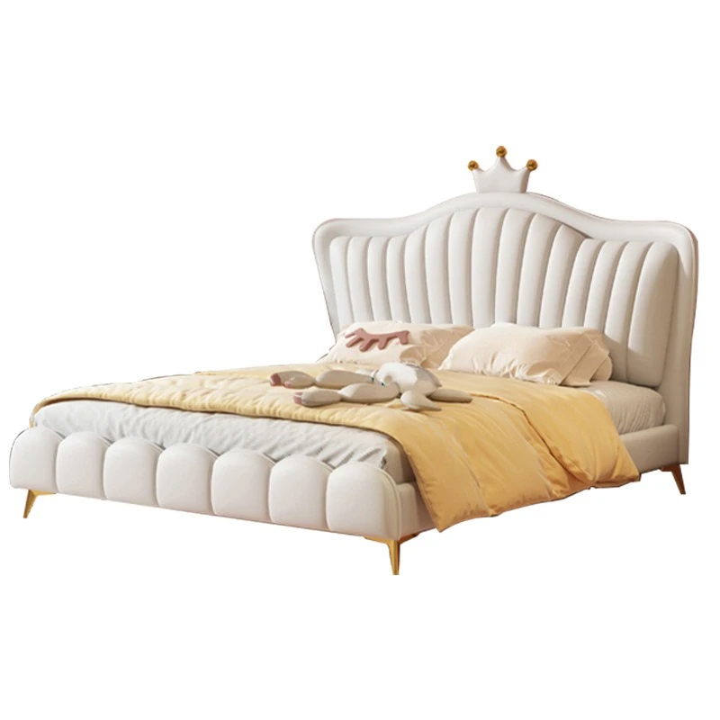 

Solid wood single bed 1.5m light luxury, crown bed, minimalist storage boy bed