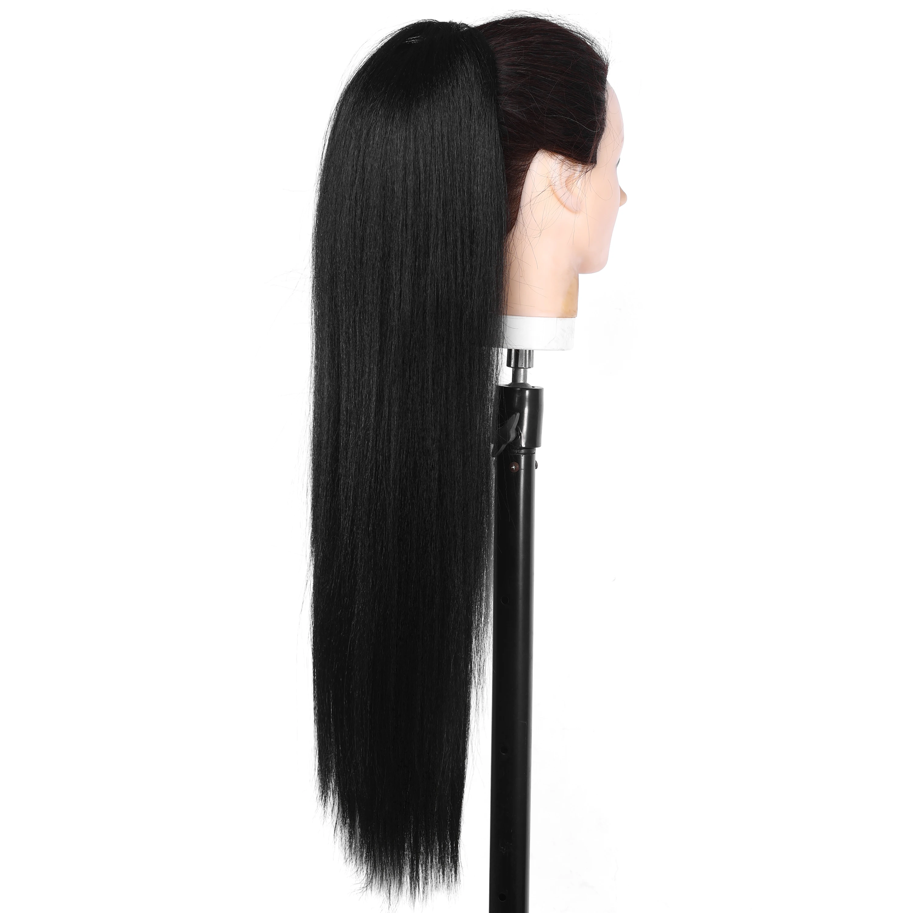 26 Inch Long Natural Hair Yaki Straight Drawstring Pony Tail Extensions Hair Synthetic Clip in Hairpiece  Pieces Ponytail