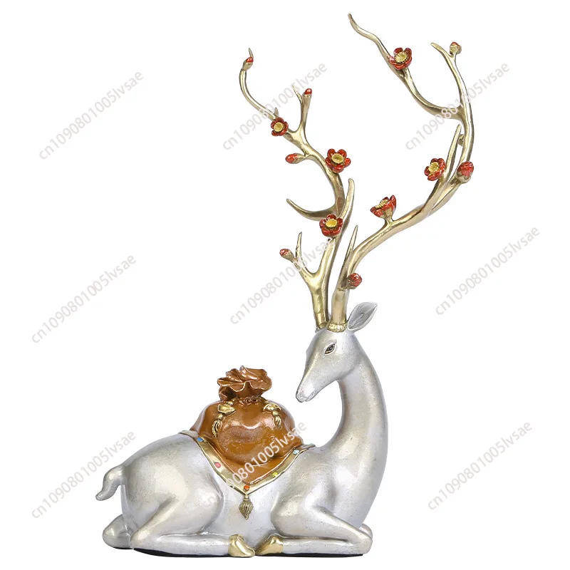 Color copper sika deer money bag deer home living room TV cabinet new Chinese opening gift ornament