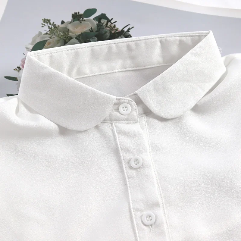 Women\'s Spring Fall Cotton White Vertical Small Flip Collar Versatile Shirt Jumper Fashion False Collared Clothes Accessories