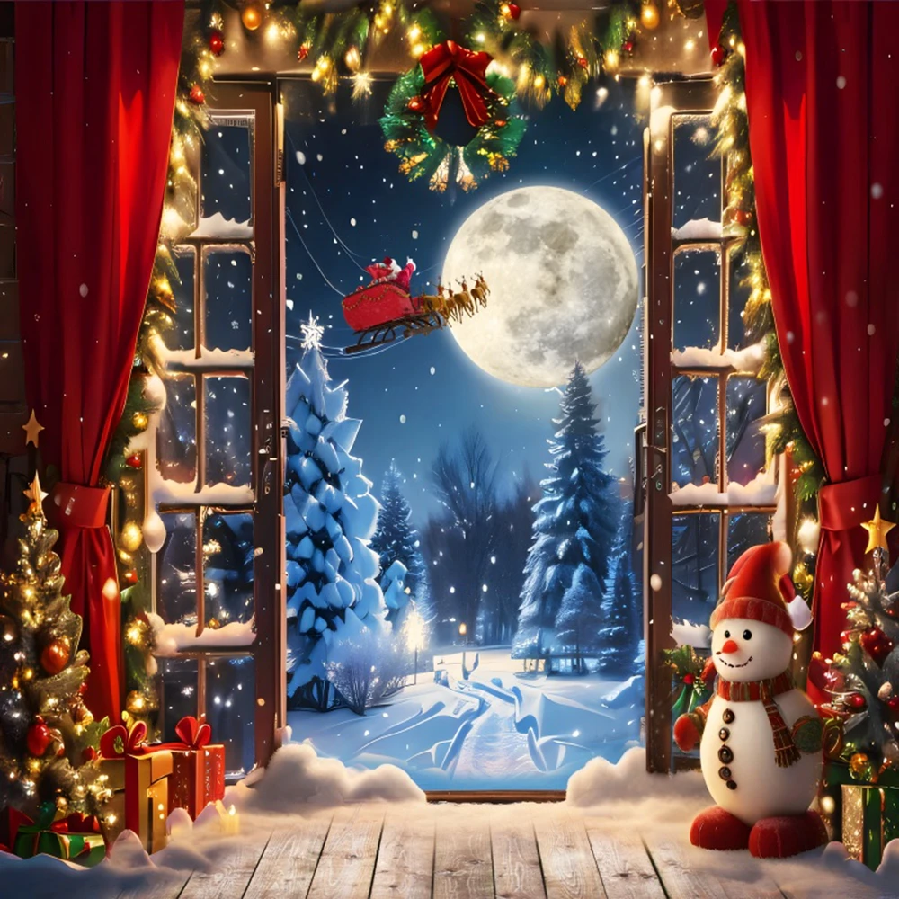 Christmas Backdrop for Photography 2024 Xmas Tree Gifts Fireplace Kids Portrait Family Party Photo Background Decor Photostudio