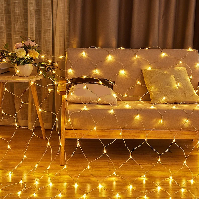 Star Fishing Net LED String Outdoor String Fairy Night Lights Holiday Bedroom Home Party Christmas EU Plug