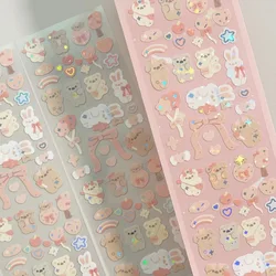 Korean Ins Silver Hot Cute Bear Laser Sticker Scrapbooking Deco Idol Card Handmade DIY  Supplies Stationery Secoration Stickers