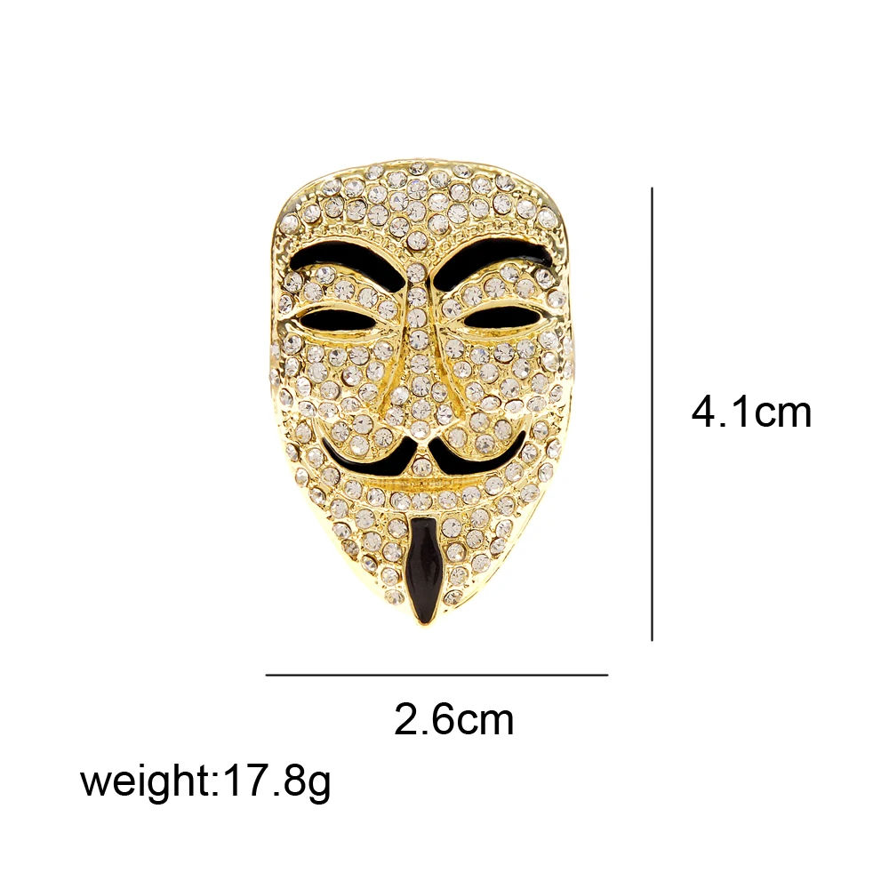 CINDY XIANG Rhinestone Smile Men Face Brooch Creative Unisex Pin Cool Winter Suit Jewelry High Quality Coat Accessories