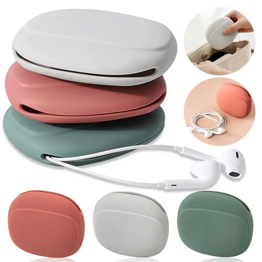 

Portable Cable Organizer Case Silicone Earphones Storage Protect Multifunction Mini Wallet Lipstick Key Box Compact Travel Acces