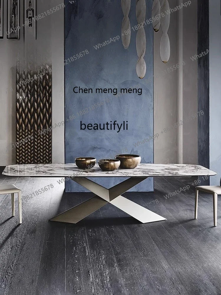Light luxury rock slab dining table and chair combination household small apartment rectangular restaurant dining table2936