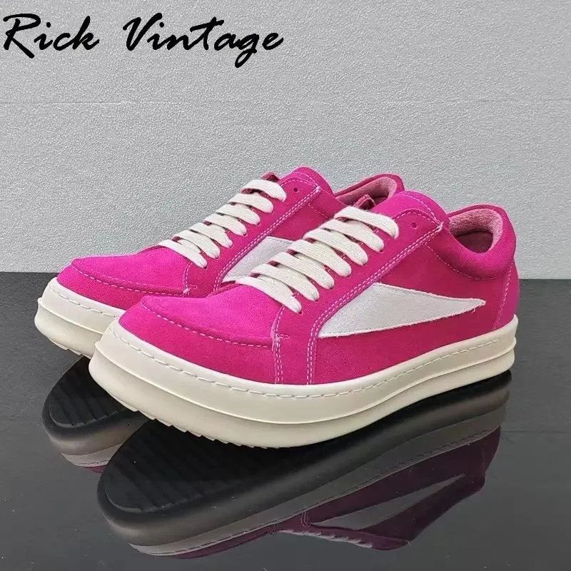 Rick Vintage-Chaussures rondes décontractées en cuir véritable pour hommes et femmes, baskets plates à lacets, baskets de luxe, Hip-Hop Street Dunk