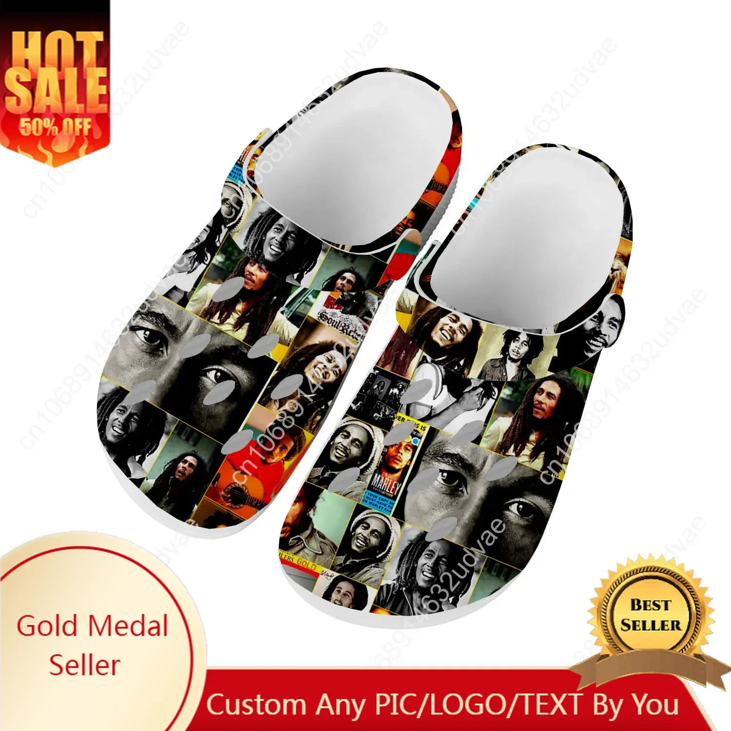 

Bob Marley Sandals Men Women Teenager Fashion Water Shoes Rock Singer Garden Breathable Comfort Beach Clog Custom Slippers