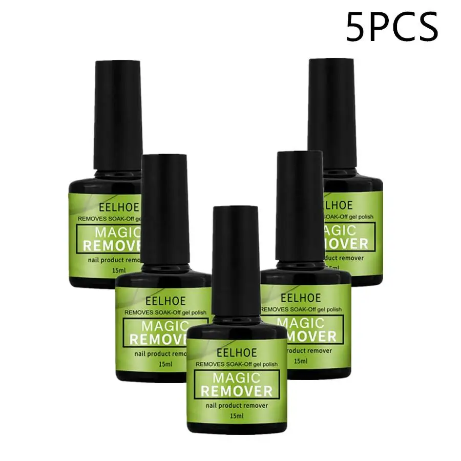 5 Stuks 15Ml Vrouwen Nagel Verwijderaar Gel Tip Reiniging Synthetische Vingernagel Magische Lak Lijm Nail Manicure Gel Gemakkelijk Verwijderen