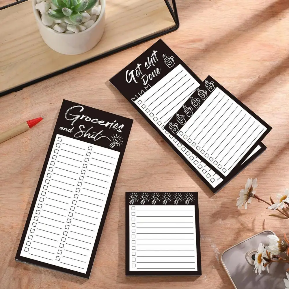 Magnetic List Notepad, Thick Paper Tear-off Checklist Planner, Black Bordered Retro Design Task Organizer for Planning 97