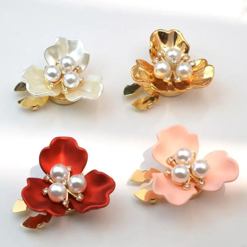 L9BE Stylish Flower Pearls Button Clip Decorative Cufflinks Covers For Men Women Evening Dress Shirt Clothing Accessories