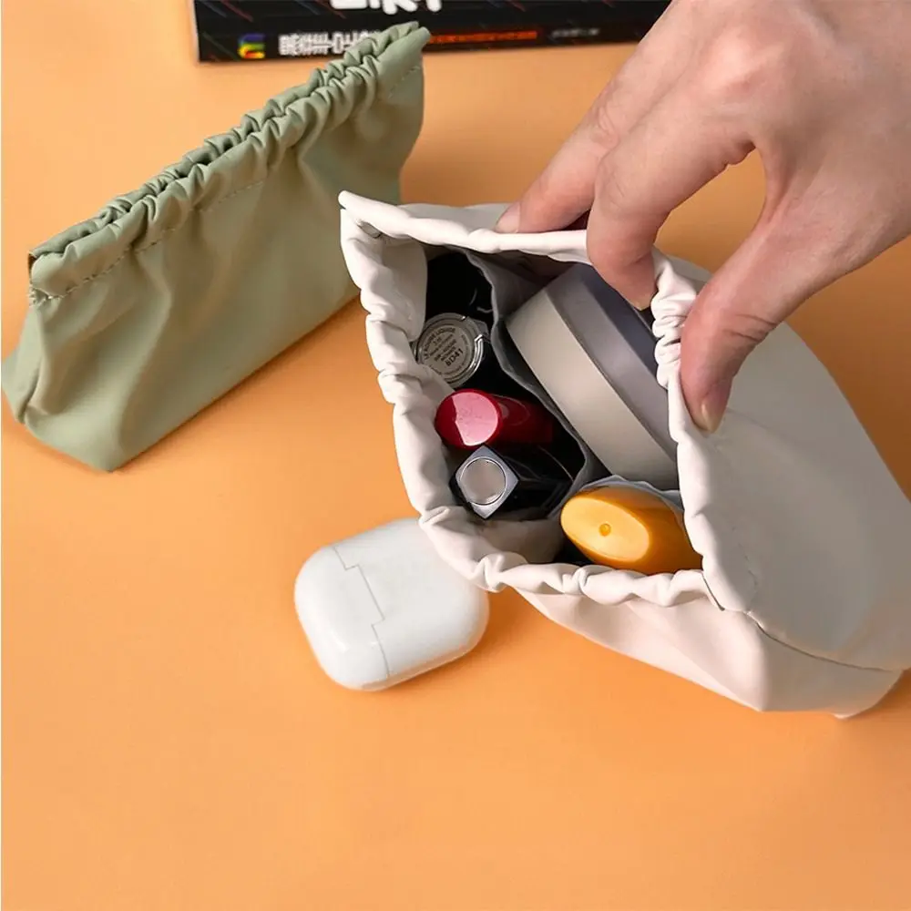 Solid Color Leaf Spring Bag Casual Self-closing Large Capacity with Inner Partition Bag Wash Pouch Cosmetic Bag Outdoor