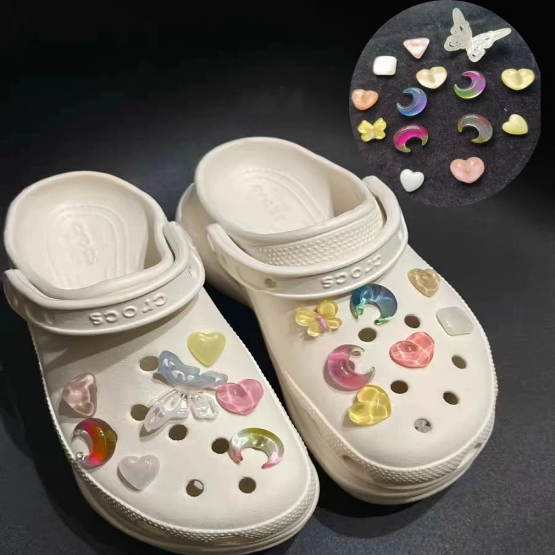 Flowers Gemstone pentagram Shoe Decoration Sets Phantom Colour Butterfly Shoe Charm Kids DIY Fairies Slipper Sandals Accessories