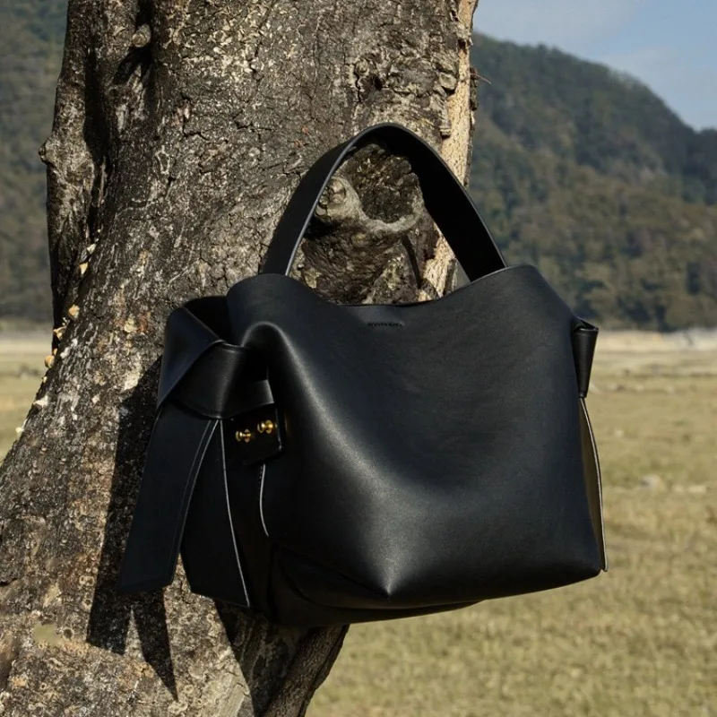 

Модная сумка-тоут с бантом, из натуральной кожи, на плечо, через плечо, для поездок на работу, портативная сумка-ведро/женская сумка/сумка через плечо