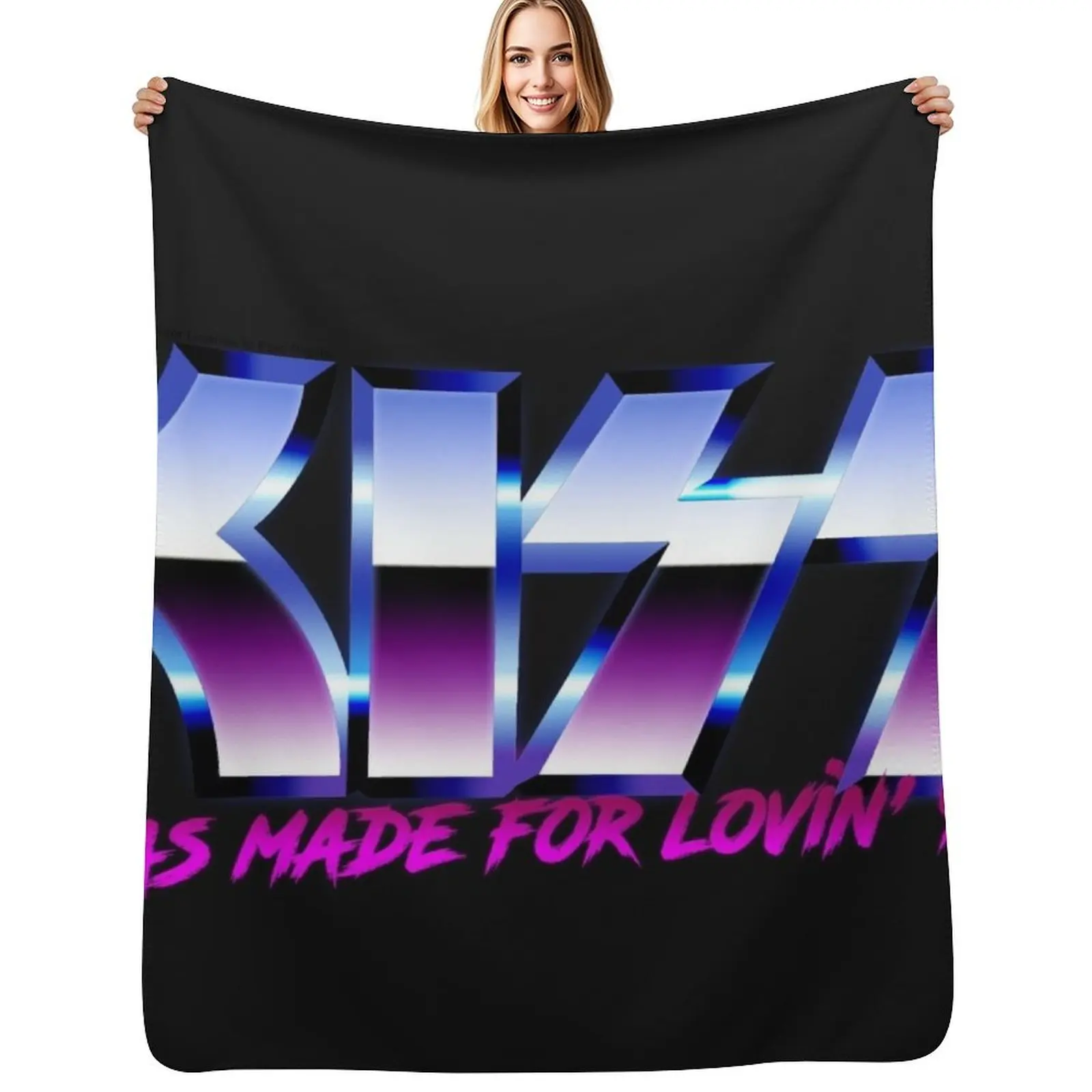

KISS - I was made for lovin'you - Chrome Throw Blanket Sofa Throw wednesday blankets ands Soft Beds Blankets