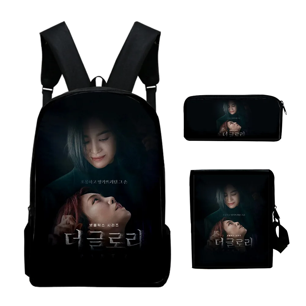 

Harajuku Popular The Glory 2 Kdrama 3D Print 3pcs/Set School Bags Laptop Daypack Backpack Inclined shoulder bag Pencil Case