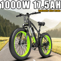 LANKELEISI Electric Bike 1000W 48V 17.5AH 26*4.0inch Fat Tire Ebike Mountain Snow Off-Road Electric Bicycle Hydraulic disc brake