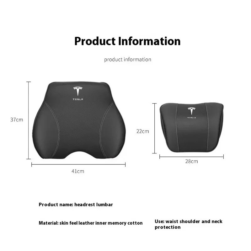 Logotipo do carro pescoço travesseiro assento encosto de cabeça apoio lombar travesseiro coluna proteger para tesla modelo 3 modelo s modelo x modelo y roadster spacex