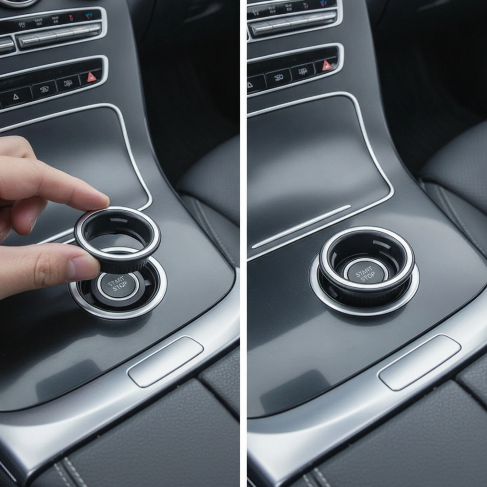 Engine Ignition Start Button Collar Decorative Ignition Switch Stop Button Trim Collar Easy to Install Scratch-Proof