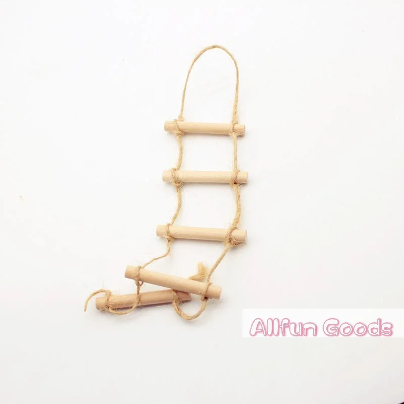 [TG835]1Pcs Dollhouse Mini Wooden Hemp Rope Hanging Ladder Pet Gardening Miniature Scene Model Toys Doll House Accessories