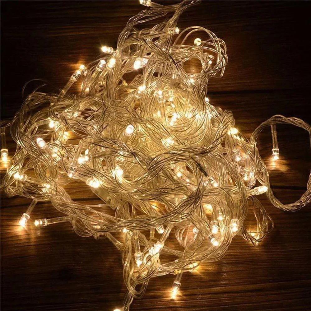 

10M LED Warm White Lights Spring Fairy Lamp Party EU Plug Home Stairs DIY Decor Wedding Xmas Garden Fence Christmas Decoration