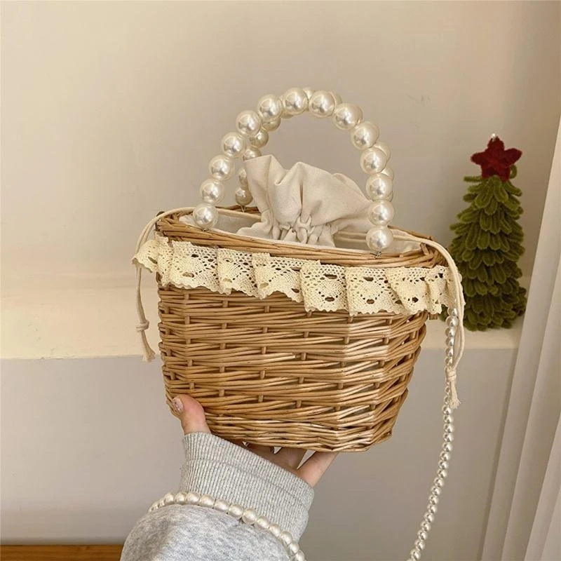 

E8FB Women Straw Beach Bag Straw Crossbody Bag Wicker Bag Handwoven Shoulder Bag