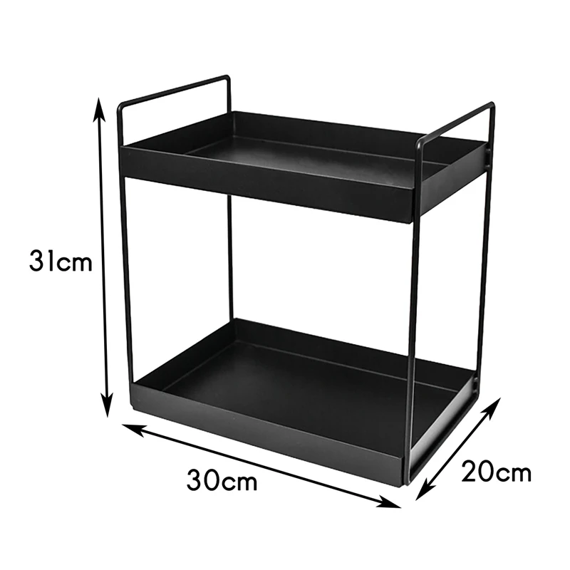 1Pcs 2 Tier Standing Shelves Kitchen Base Cabinet Shelf Shower Tray Bathroom Countertop Organizer Vanity Tray