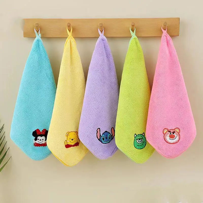Miniso スクエアタオル タオル刺繍漫画コーラルベルベット子供用タオル吸水性ソフト速乾性フェイスワイプハンドタオル