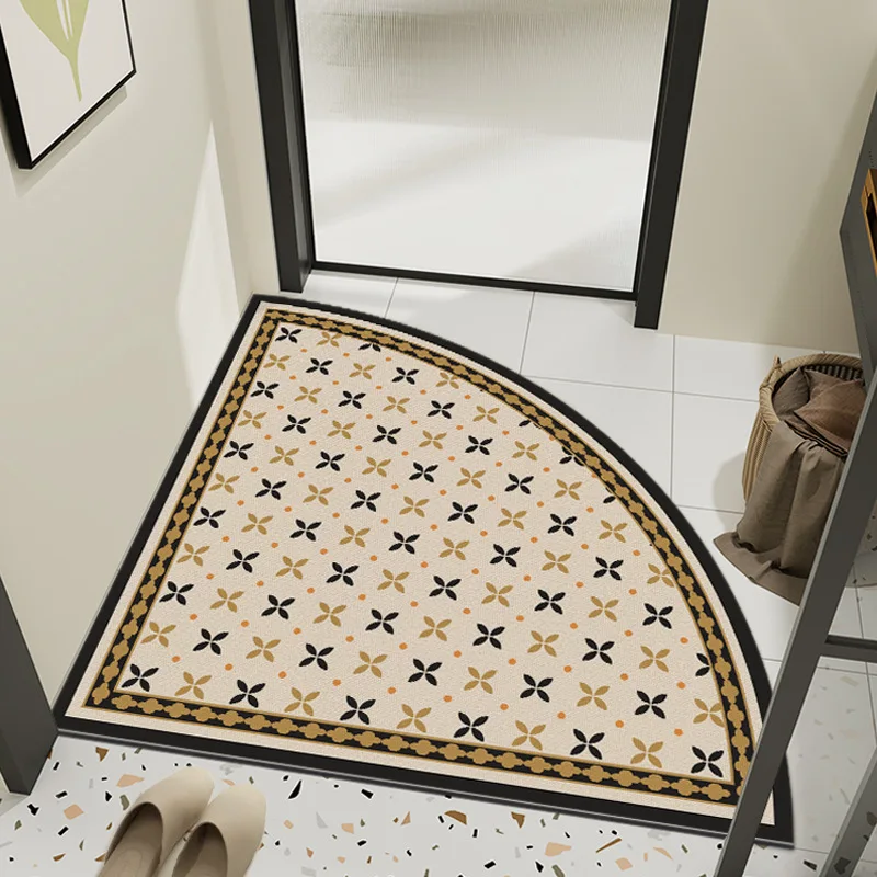 Retro Sector Diatom Mud Floor Mats, Non-Slip Carpet, Strong Water Absorption, Scrubbing, Home, Bathroom, Toilet