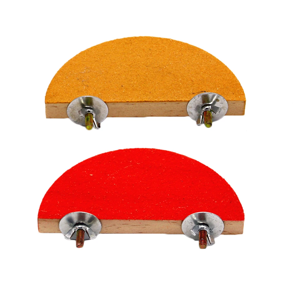 

2Pcs Wood Semicircle Pet Stand Natural Frosted Platform for Small Animals Parrots Birds Parrot Wood