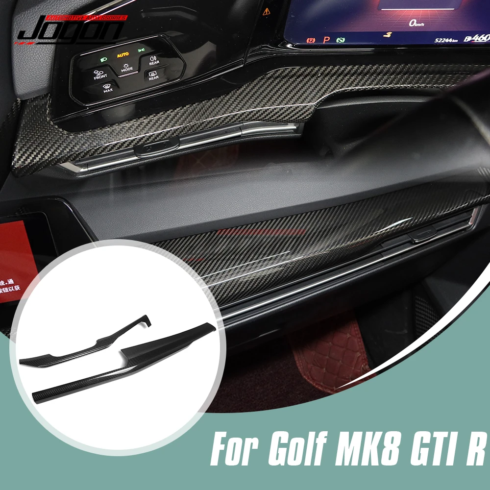 

2Pcs Car Interior Center Control Dashboard Instrument Panel Cover Trim For VW Golf 8 MK8 GTE GTI GTD 2020-2022 Dry Carbon Fiber