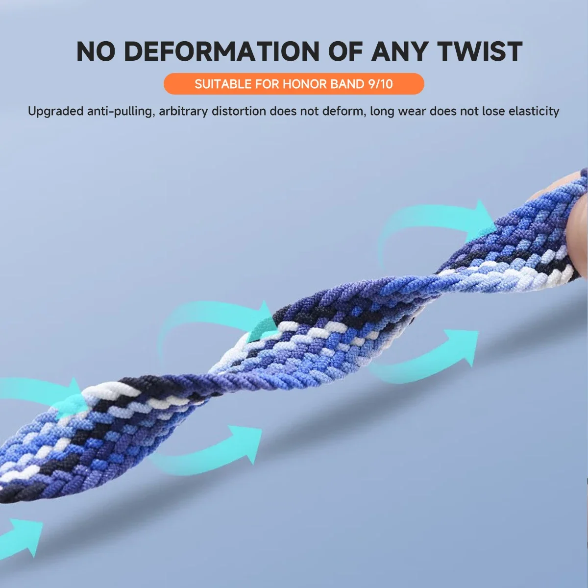سوار منفرد من النايلون المرن لـ Correa Honor Band 9 حزام محبوك منسوج مضفر حلقة معصمه لهواوي Honor Band 10 Strap
