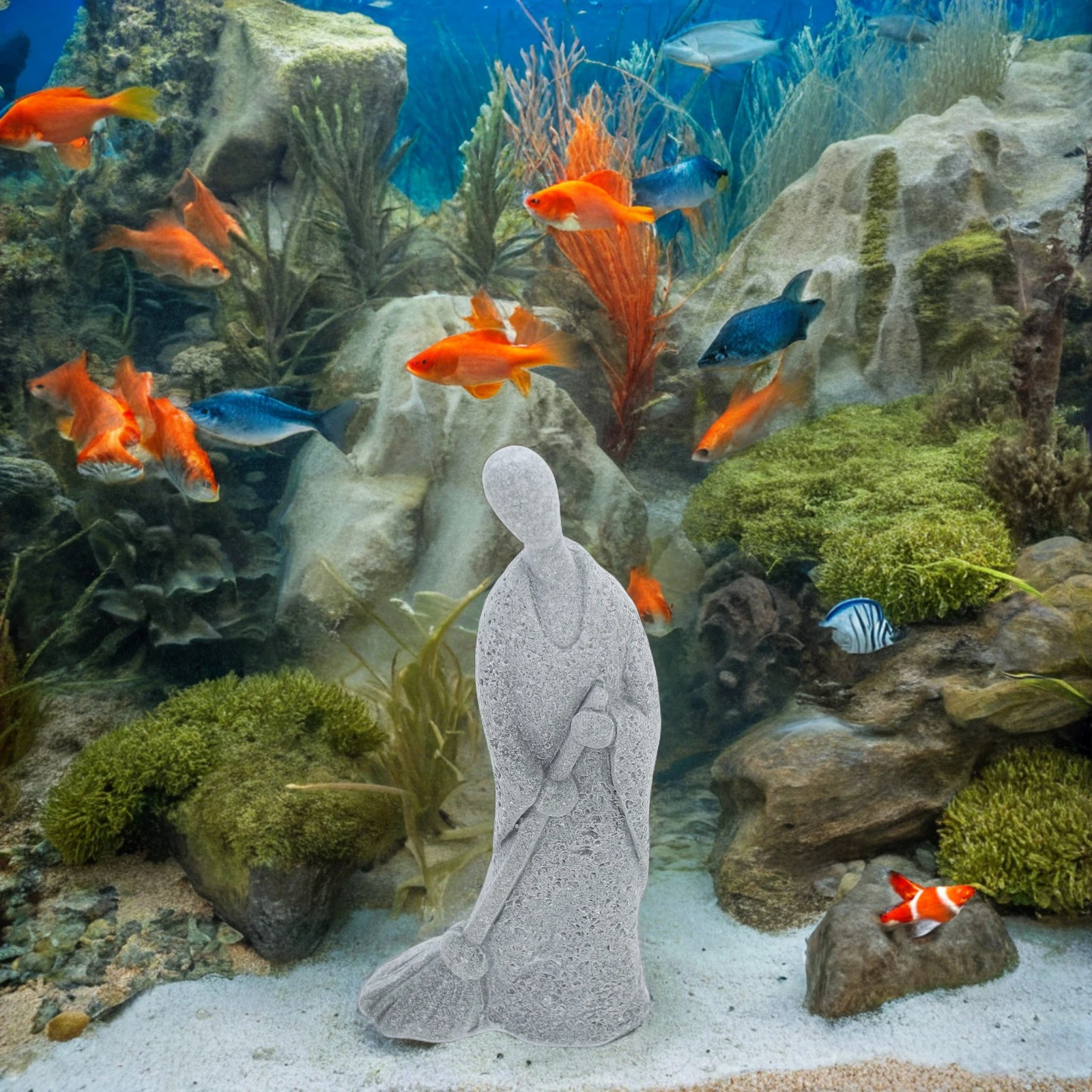 

Buddha Micro Landscape Aquarium Decorations Statue for Asian Desk Accessory Style Monk Fish Tank Figurine