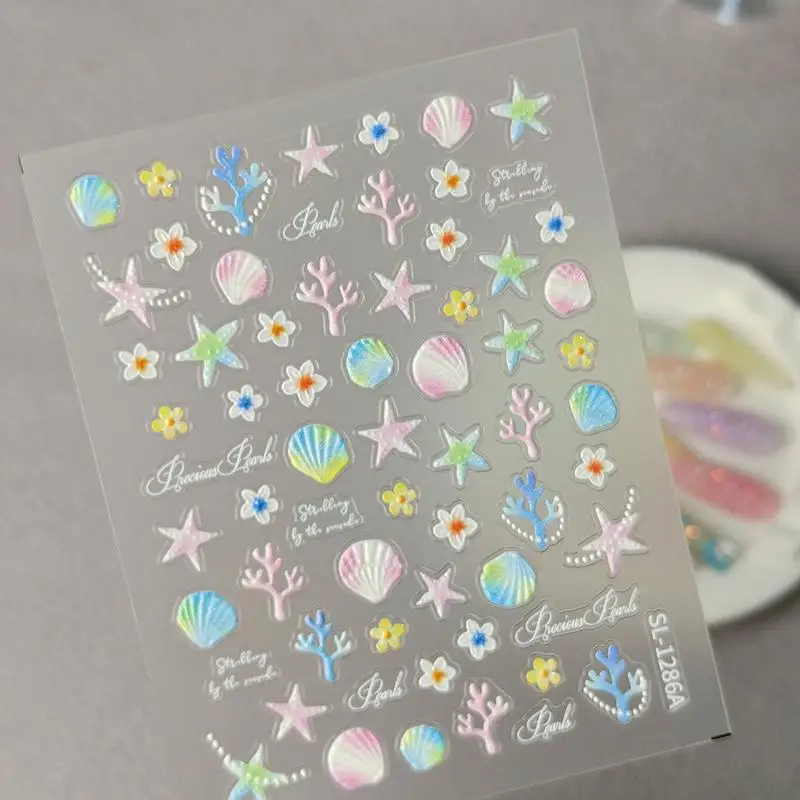 Bunte Blasen, Fischschwarm, Delfin, Wal, Nagelkunst-Aufkleber, Seestern, Muschel, Koralle, Qualle, Seepferdchen, Ozean, Maniküre-Aufkleber – Detail 13