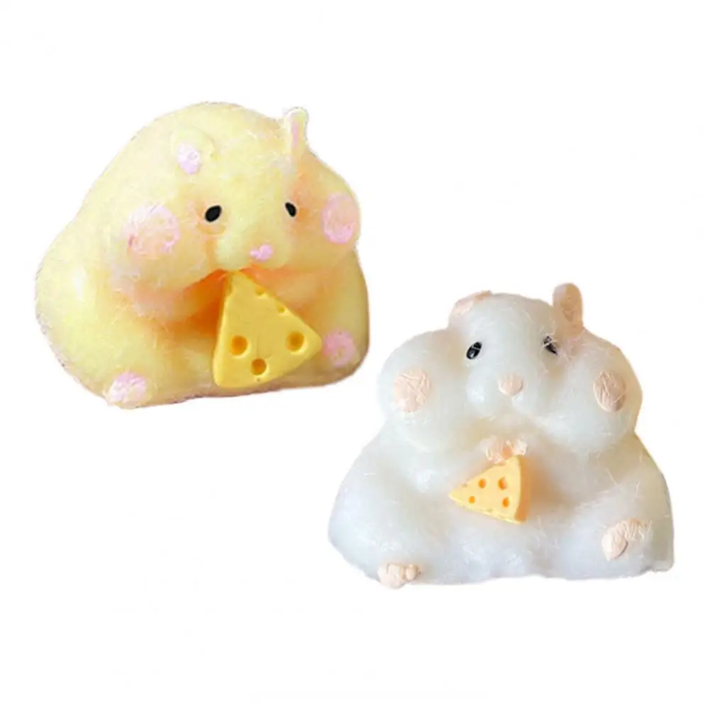 Cheese Hamster Pinch Toy Slow Rebound TPR Stress Relief Animal Squishes Sensory Fidget Squeeze Toy Kids Adults Birthday Gift