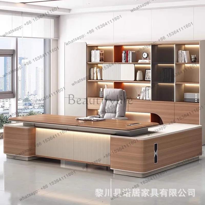 

Blister light luxury desk simple modern high-end high-end office table and chair combination bench