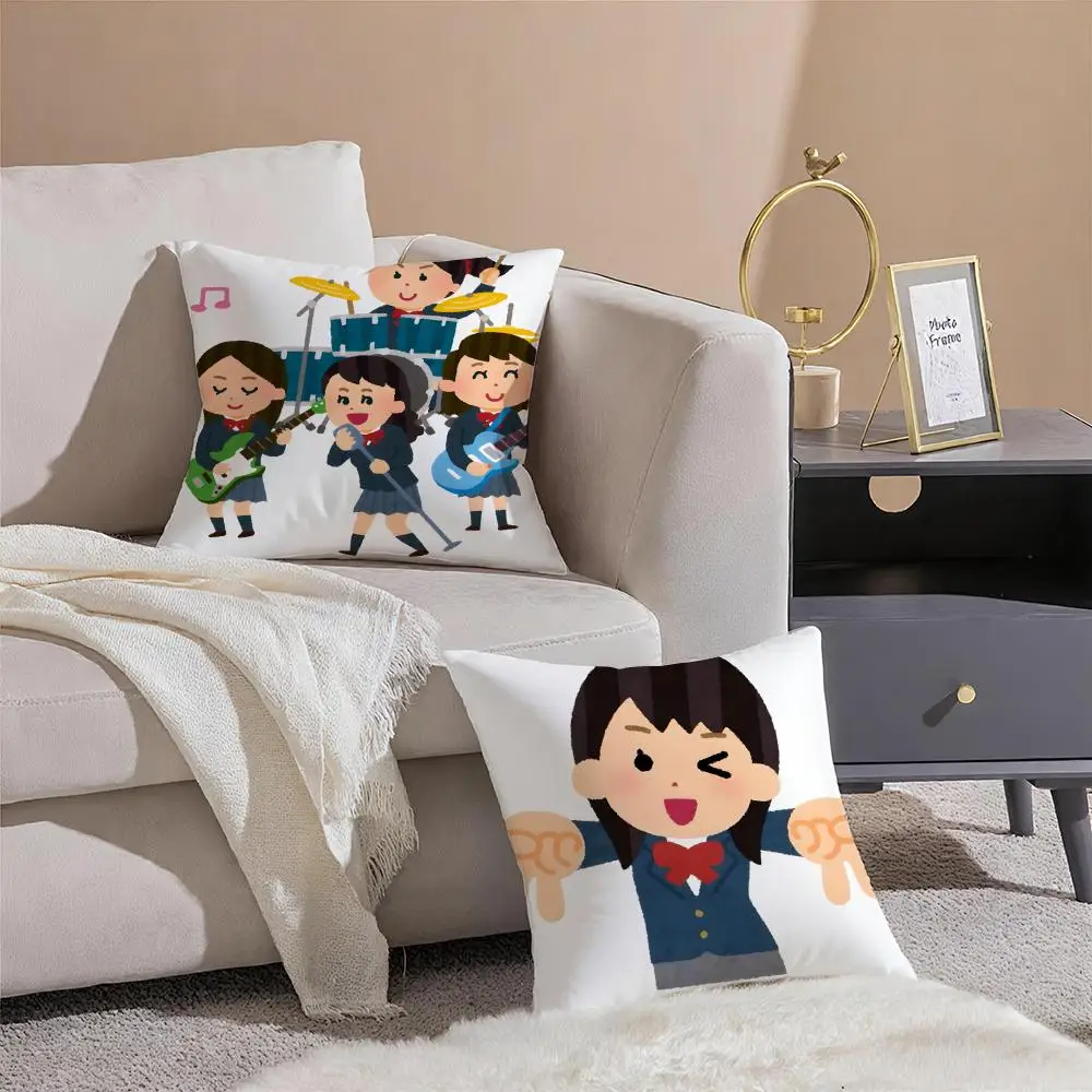 I-Irasutoya Characters Cushion Cover Linen Pillowcase Cover Soft Decor for Sofa Home Room