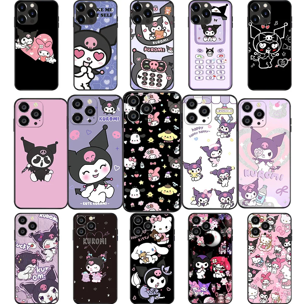 AK-12 Cute Kuromi Soft Case For iPhone 15 14 13 12 11 Mini Max Pro Plus