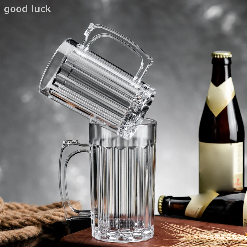Tasse d'eau transparente en acrylique, 400ml/600ml, 1 pièce, tasse de bière Anti-chute de grande capacité, pour la maison, le bureau, le Bar, le thé, le jus, le café