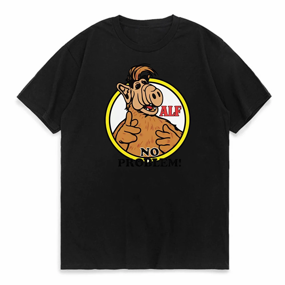 Alien Life Form ALF No Problem T Shirt Fashion Harajuku Streetwear Clothing Short Sleeve tshirt summer breathable Round Neck top