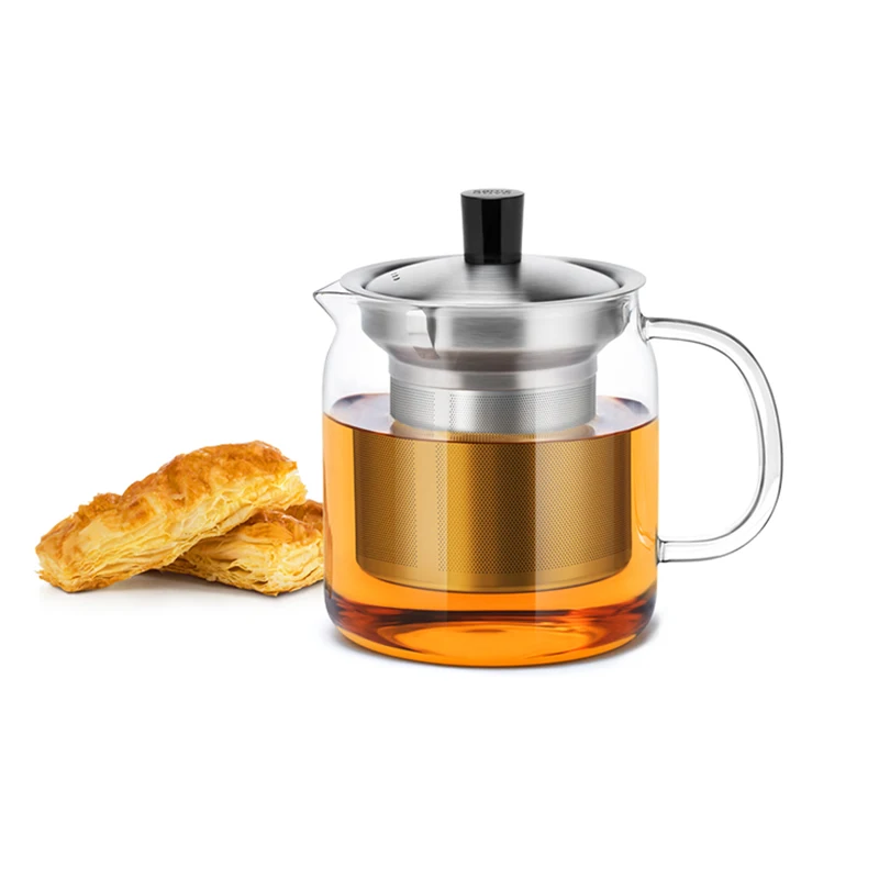 Samadoyo Heat resistant glass teapot, built-in 304 stainless steel filter, tea water separation pot 15.89oz