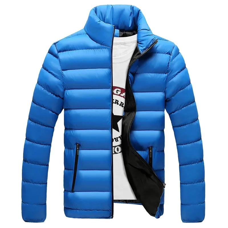 

2023 Men's casual cotton jacket, youth cotton jacket, thickened down cotton jacket, standing collar, winter warm men's clothing