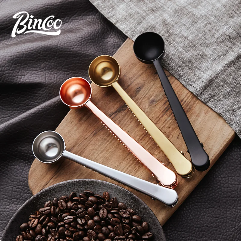 Bincoo Coffee Bean Stainless Steel Spoon Measuring Spoon Sealing Clip Special Hand-Brewed Coffee Powder Accessories