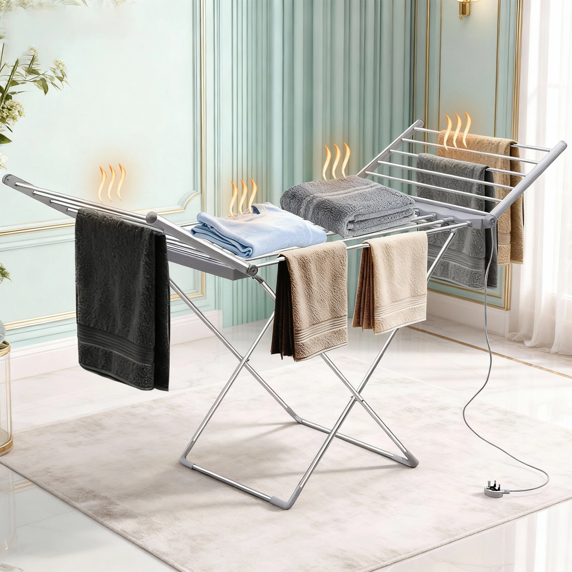

Space-Saving Foldable Wing Clothes Rack Full Aluminum Alloy for Clothing Store & Balcony Use for Pants & Tiespromote sales