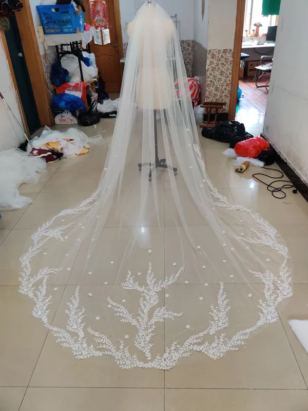 

118"Wide White/ Ivory 1 Layer Cathedral Wedding Veil Lace Bridal Veil Velo de novia wedding accessories cathedral veil