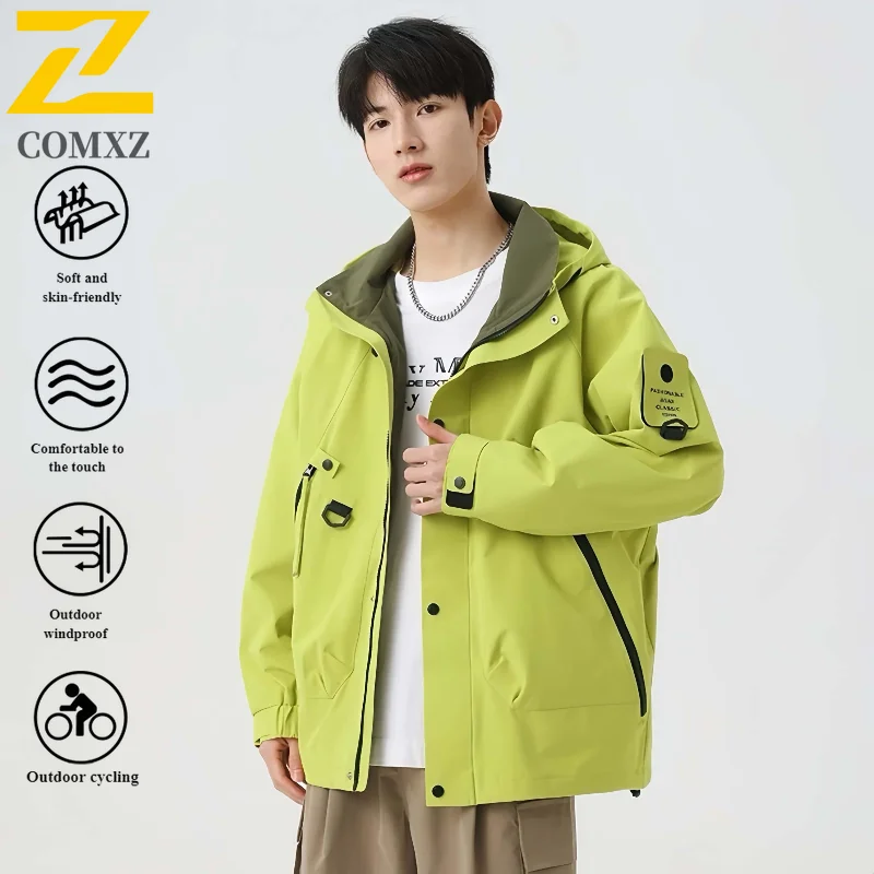 

Мужская куртка Charge 2025 ветрозащитная водонепроницаемая износостойкая дышащая ветровка с капюшоном для приключений на открытом воздухе, кемпинга, куртка на молнии