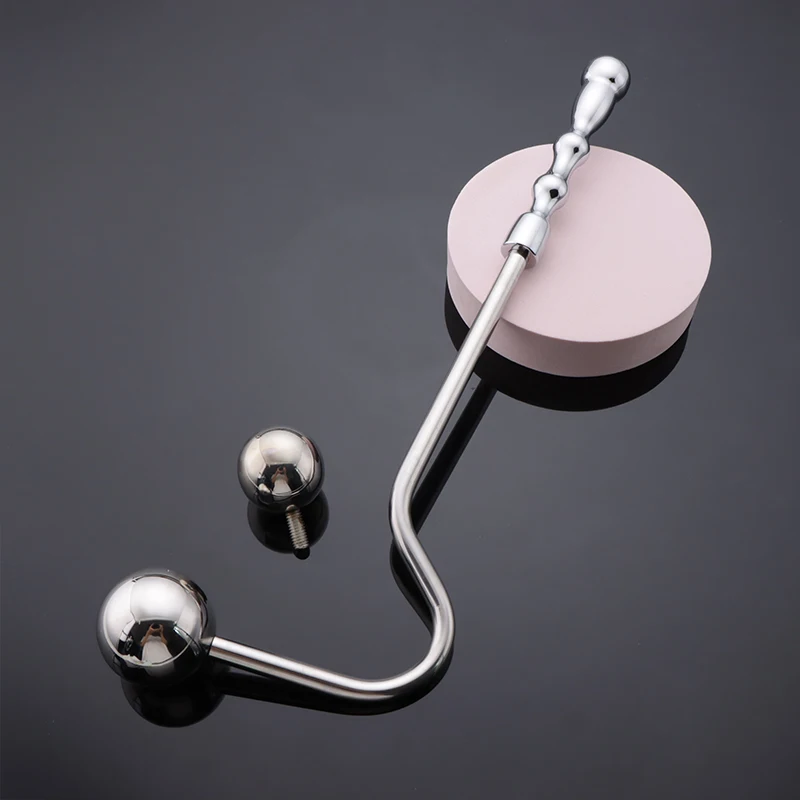 Stainless Steel Anus Dilator Massager Curved Head Anal Hook With 2 Balls Butt Plug Prostate Massager Sex Toys For Men Women Gay