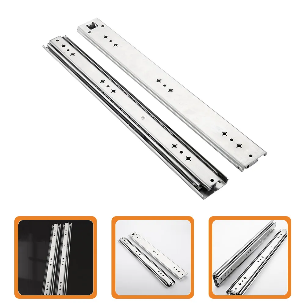 

2 шт. Самоблокирующиеся направляющие для выдвижных ящиков, сверхмощные, из холоднокатаной стали, телескопические, полного выдвижения, с плавным ходом, для шкафов и комодов
